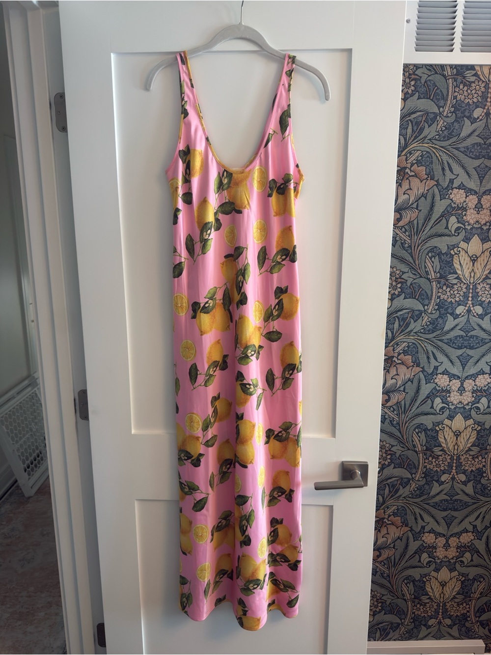 L'AGENCE Pink Lemon Print Slip Dress